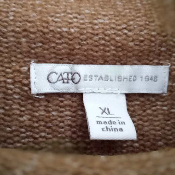 'CATO' Mock Turtleneck LS Sweater Size XL Tan with horizontal Pink stripe NWOT - Picture 3 of 11